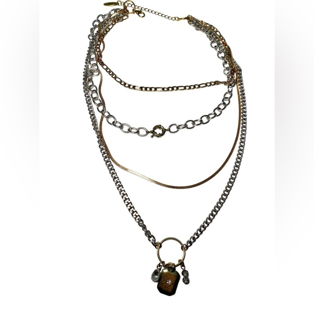 Plunder Layered Silver and Gold Chain Necklace - Picture 4 of 6